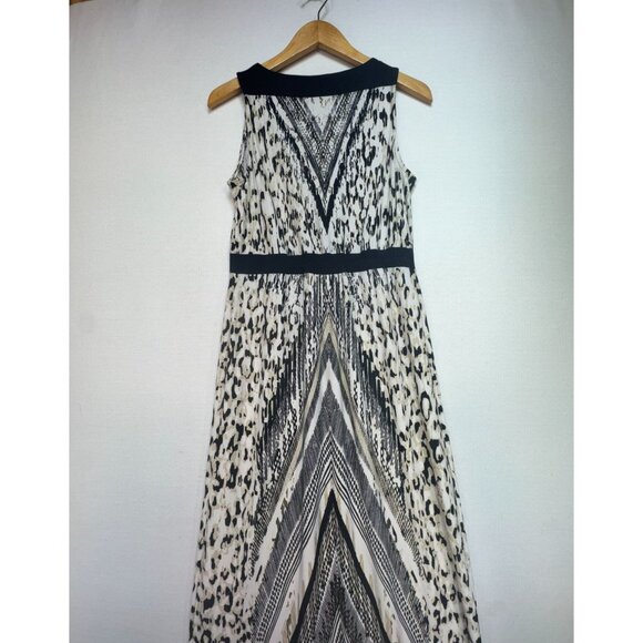 Chicos Womens Chevron Diane Maxi Dress Sze 2 Black Beige Geo Leopard Stretch - Picture 15 of 15
